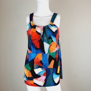 Carmen Marc Valvo Women's Sleeveless Top Size Small Multicolor Abstract Print